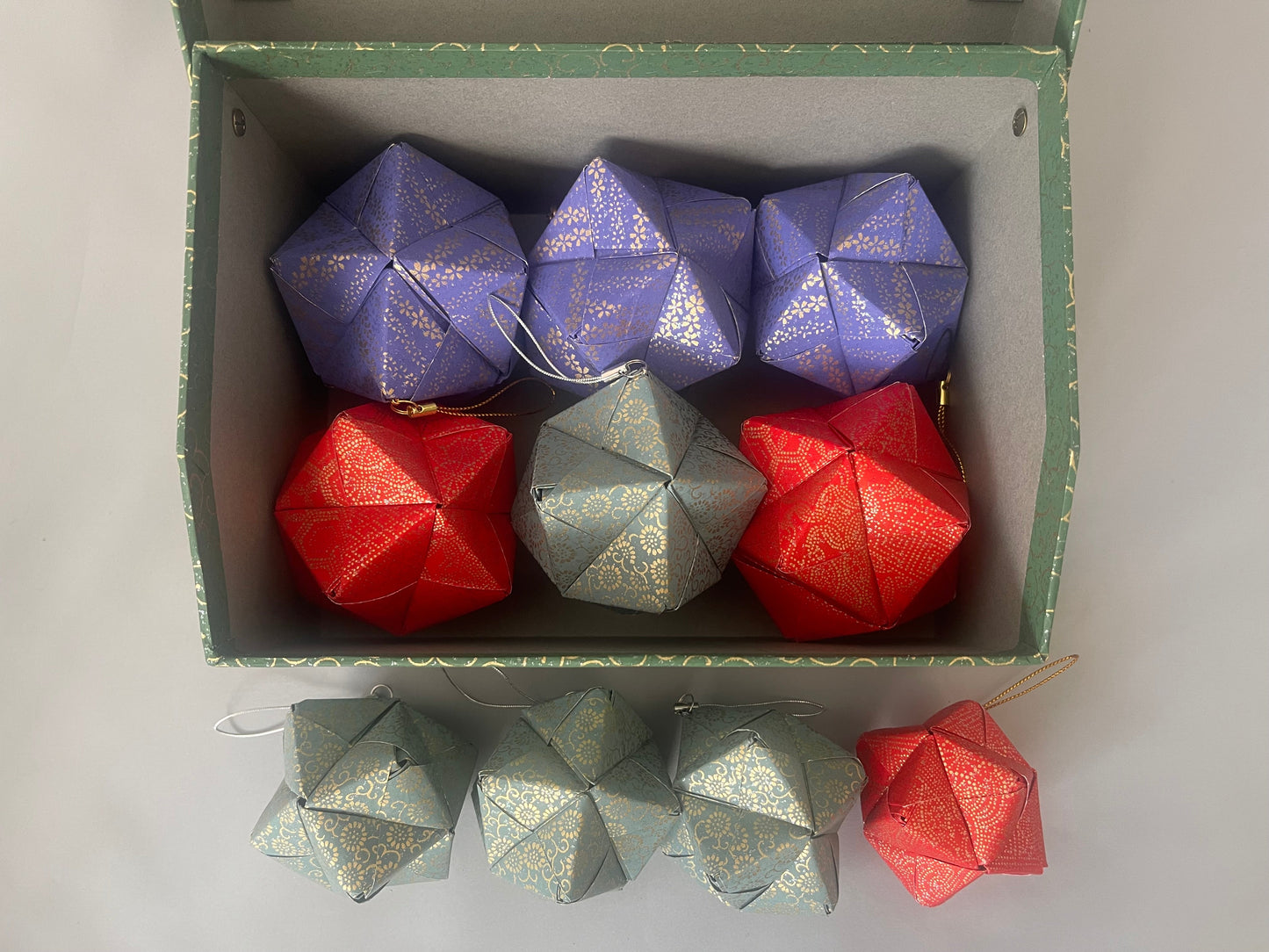 <NEW> 友禅和紙 クリスマスオーナメントセット(グリーンボックスM)