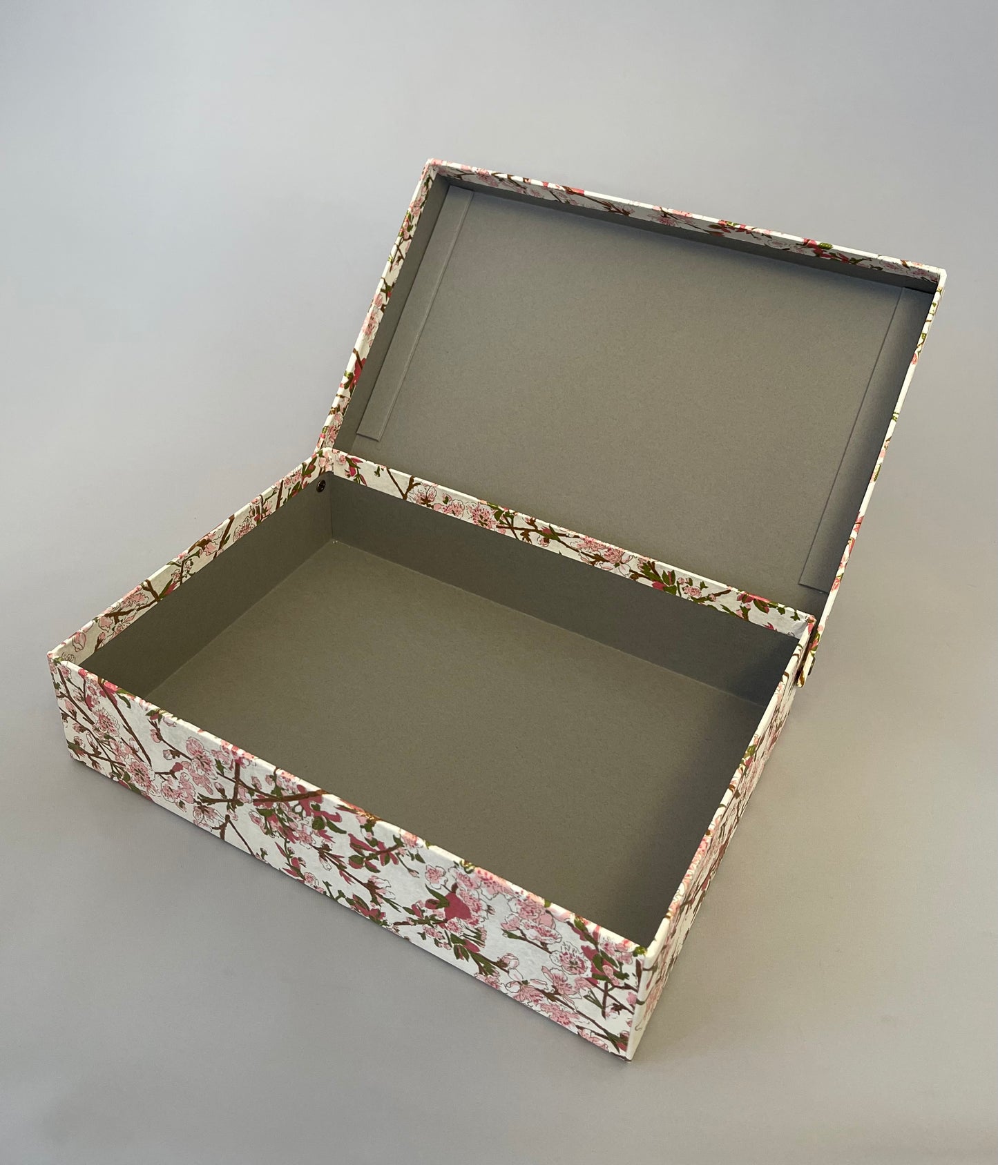 友禅和紙 お道具箱 (浅型) 桃の木 アイボリーホワイト
