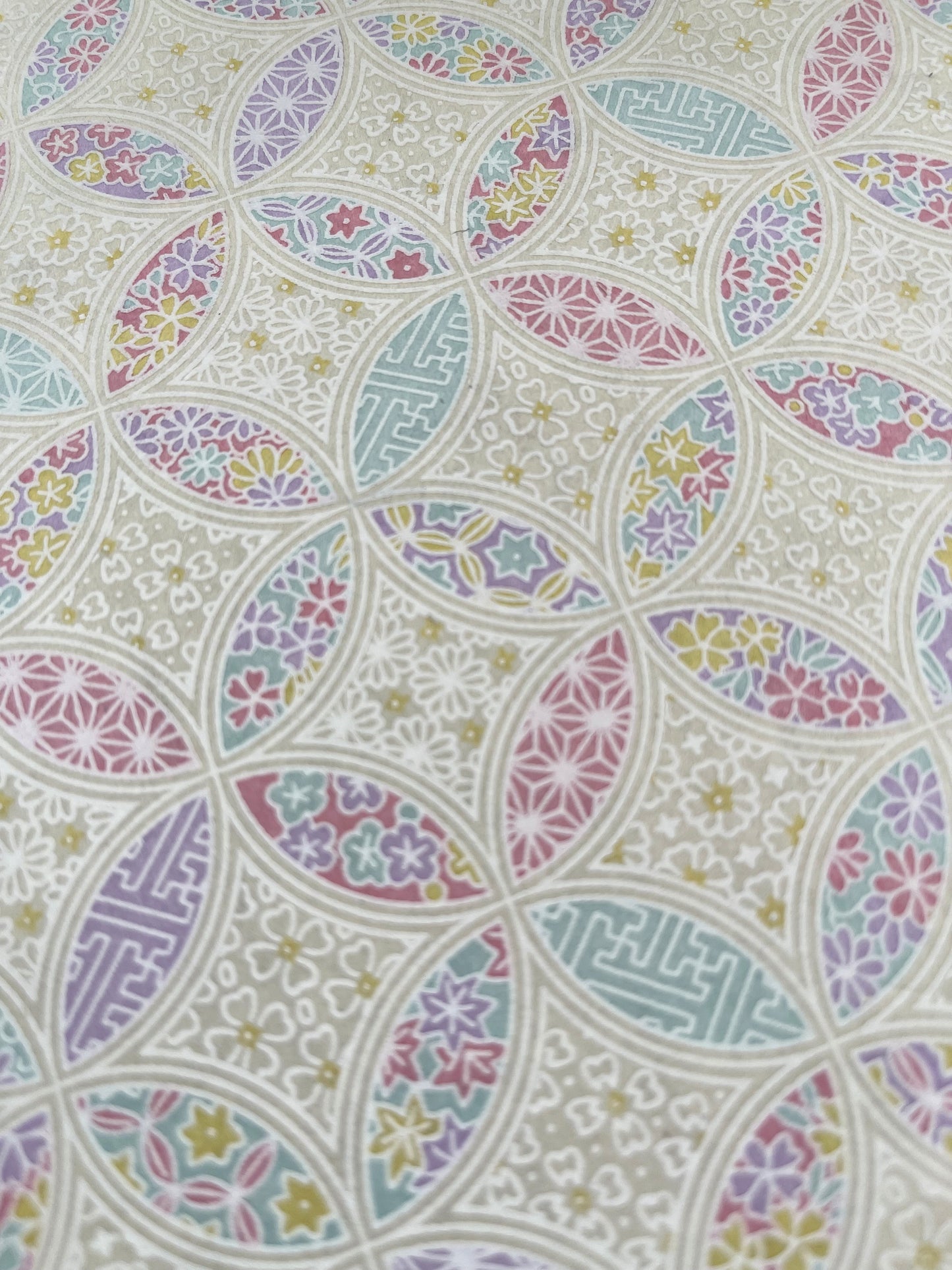 友禅和紙 お道具箱(浅型)七宝 パステルカラー