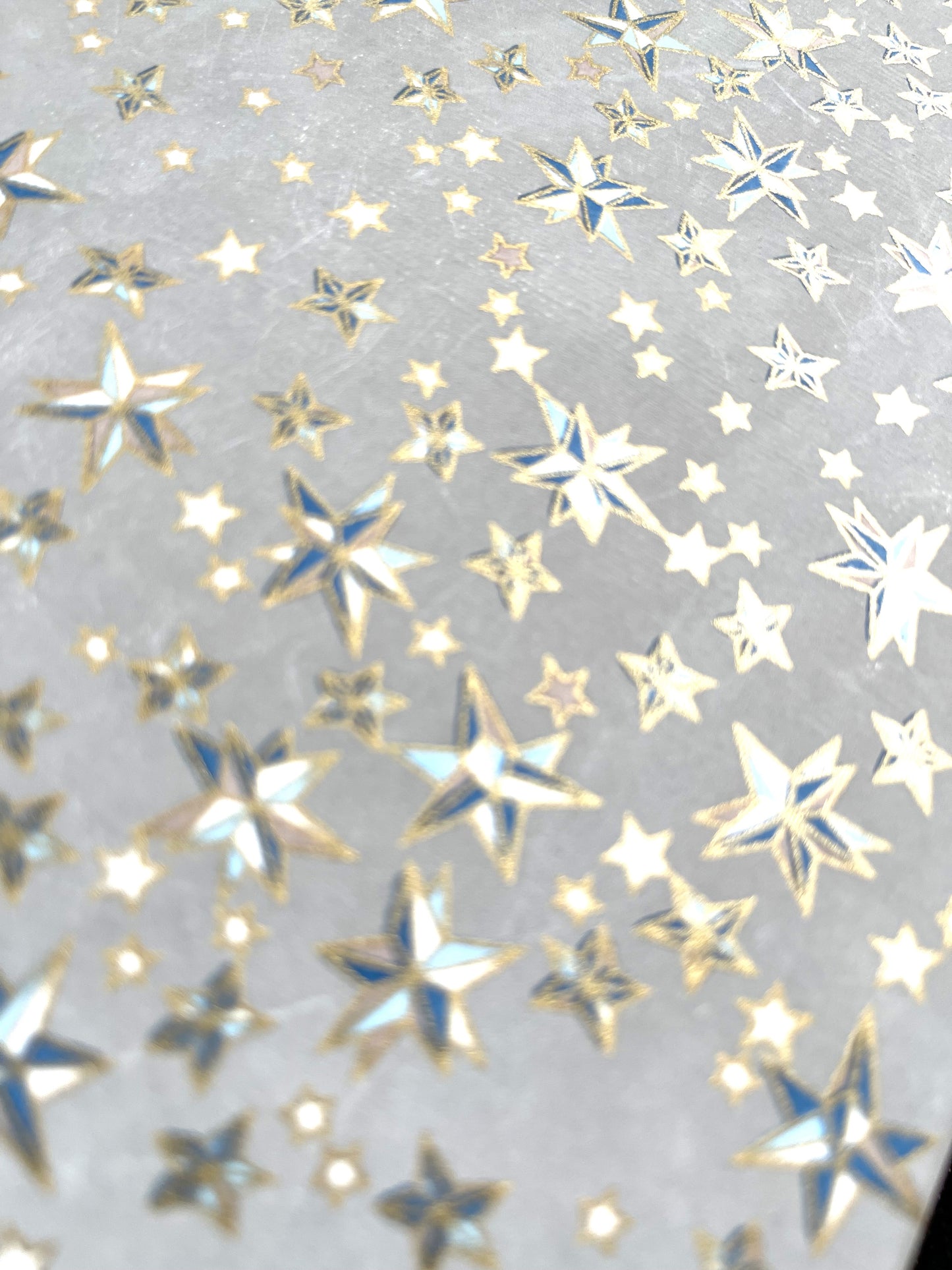 友禅和紙 お道具箱 (浅型)ORIGAMI STAR ライトグレー 金糸目