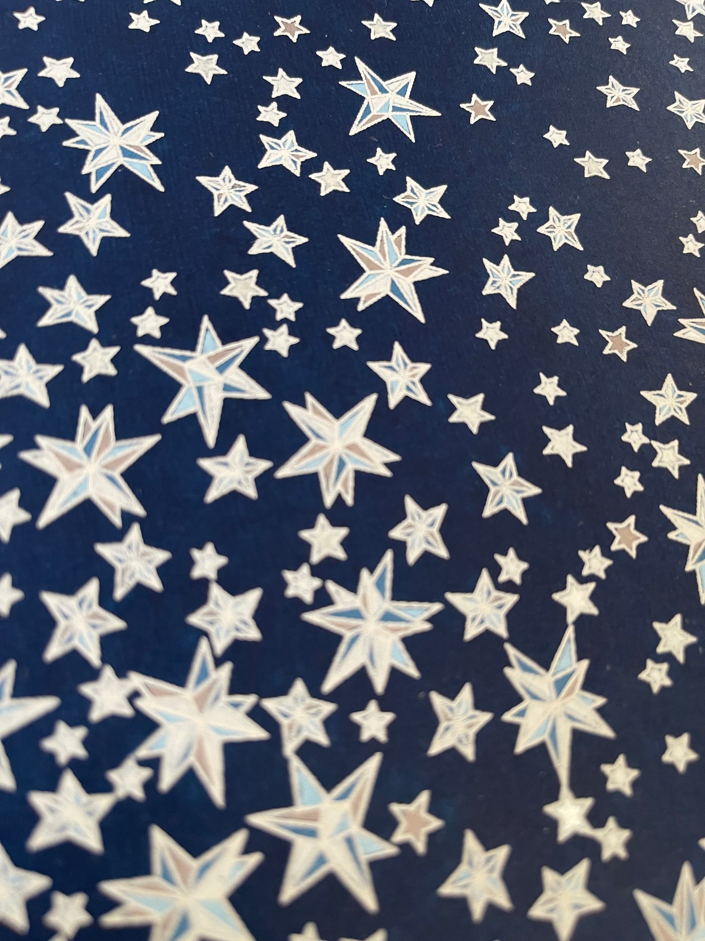友禅和紙お茶缶 S (茶葉40 g用) ORIGAMI STAR ダークネイビー/白糸目