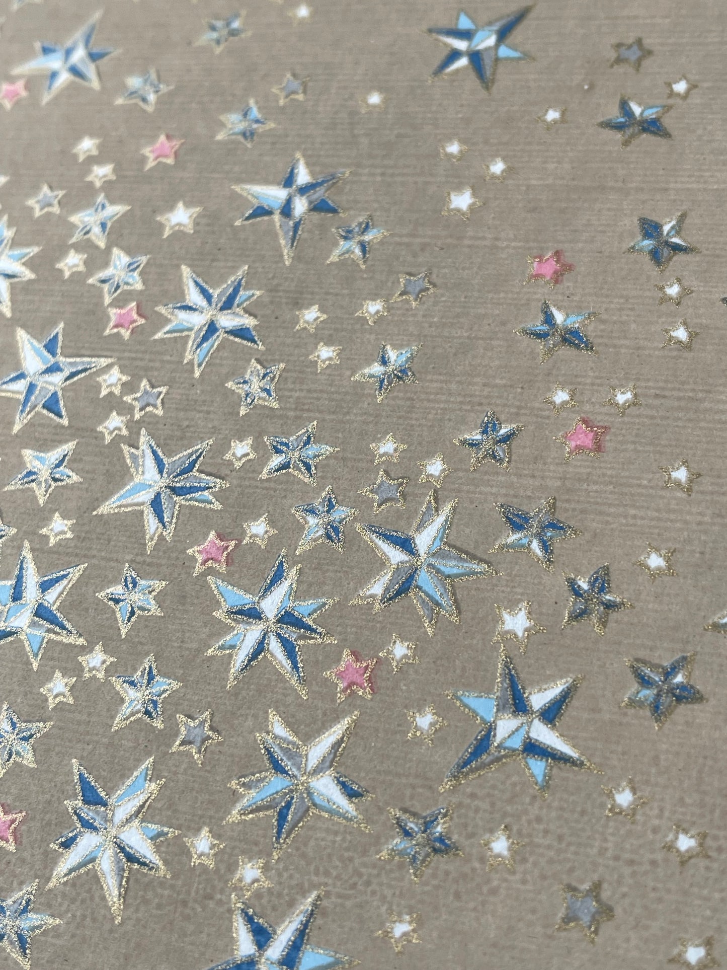 友禅和紙 お道具箱 (深ボックス型)ORIGAMI STAR ベージュ 金糸目