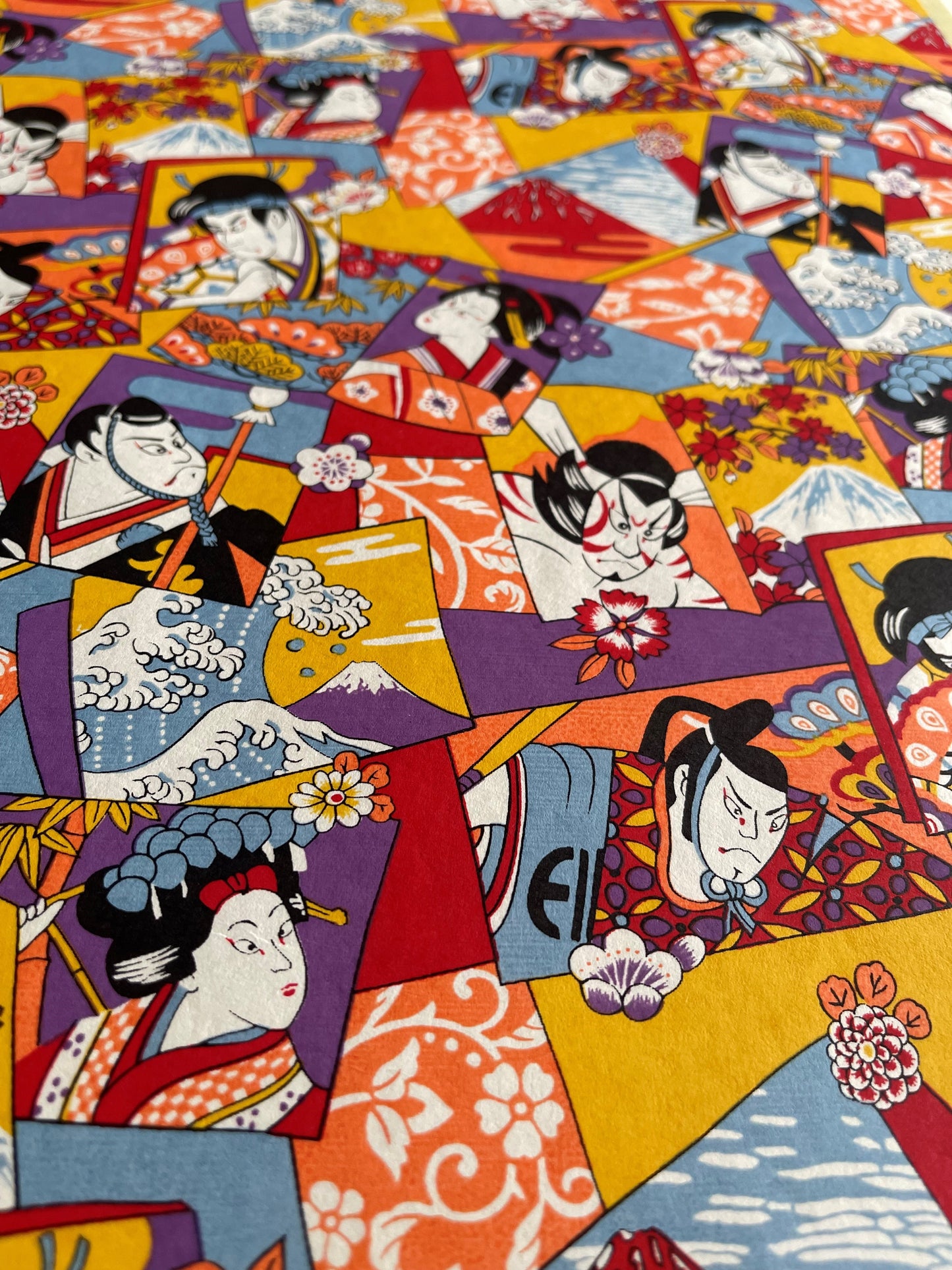 友禅和紙 お道具箱 (浅型)KABUKI イエロー