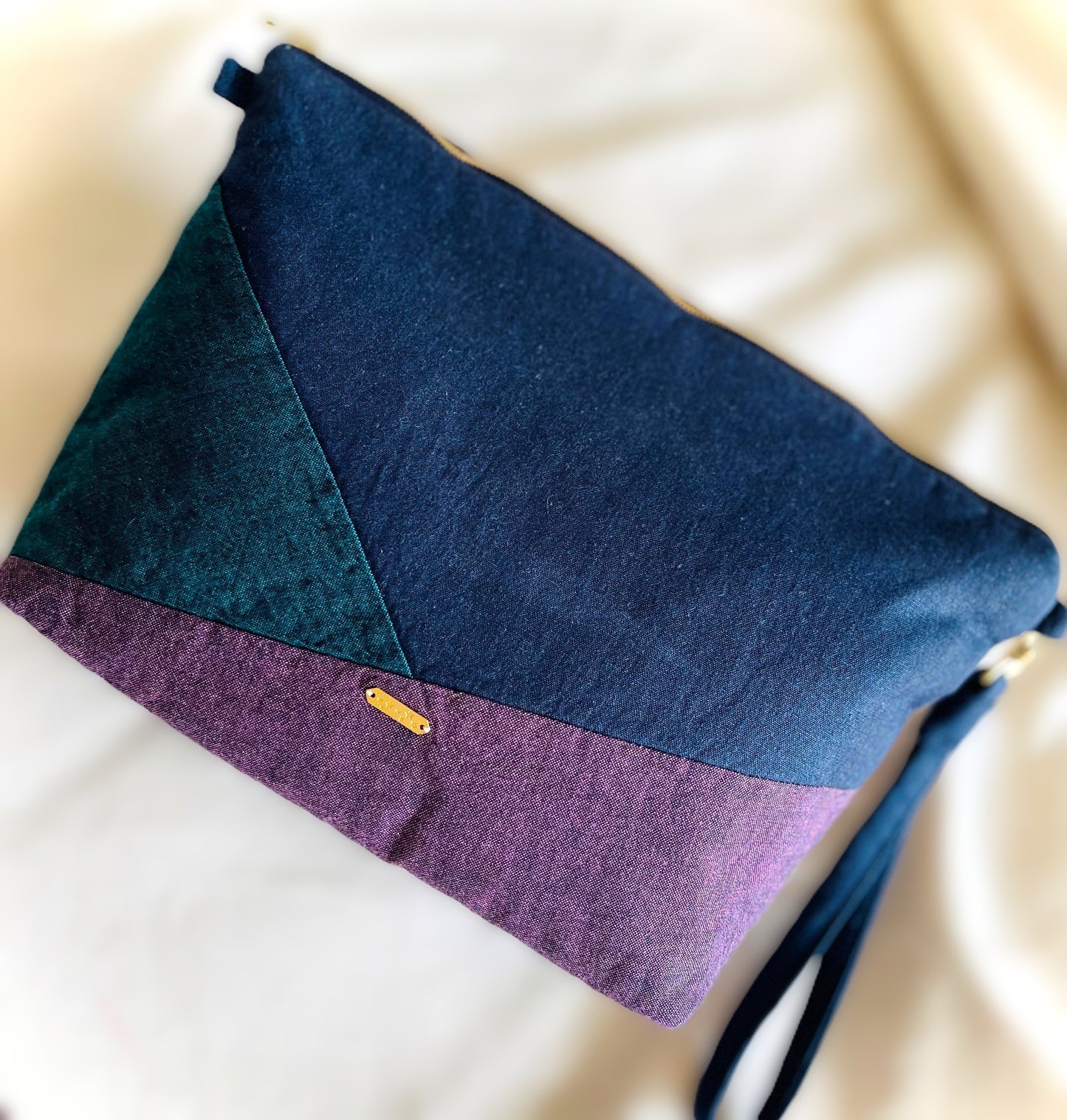 Mikawa Cotton Clutch/Pouch (with chain) NAVY