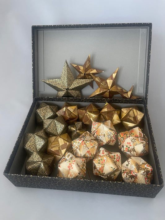 <NEW> 友禅和紙　クリスマスオーナメントセット（ブラックアソート）