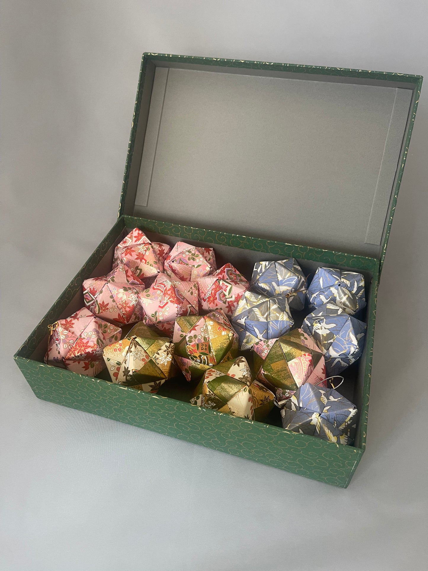 <NEW> 友禅和紙　クリスマスオーナメントセット（グリーンボックスL）