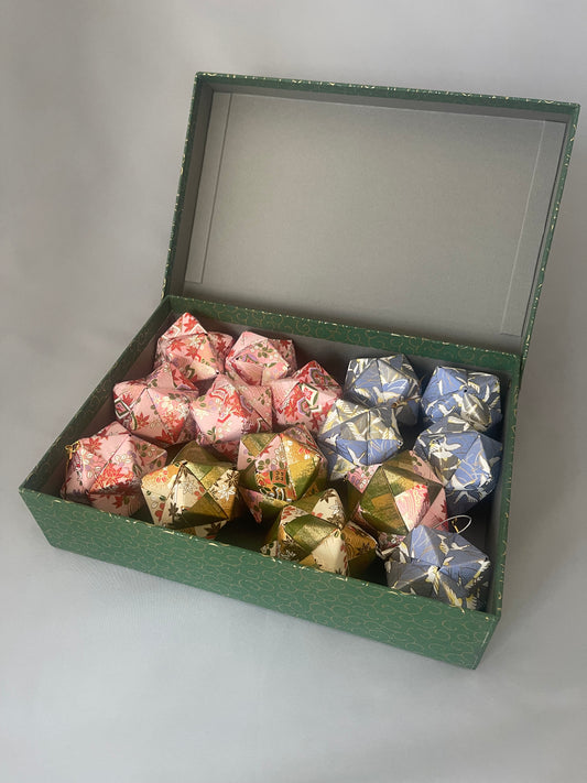 <NEW> 友禅和紙　クリスマスオーナメントセット（グリーンボックスL）