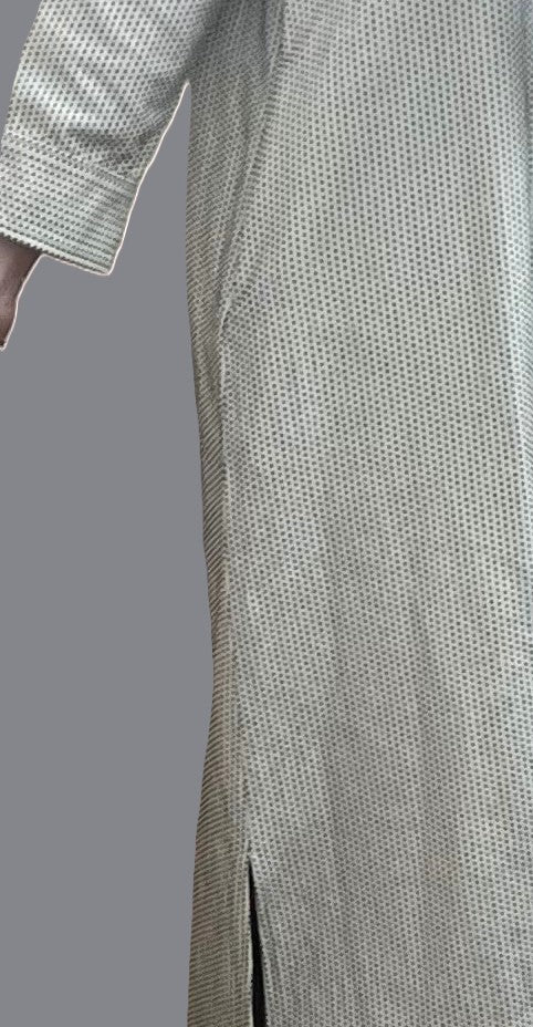 三河木綿　刺し子織　ロングワンピース(1本刺し子）