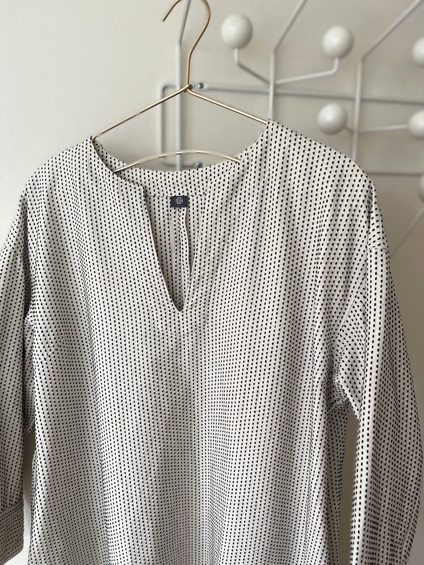 三河木綿　刺し子織　ロングワンピース(1本刺し子）