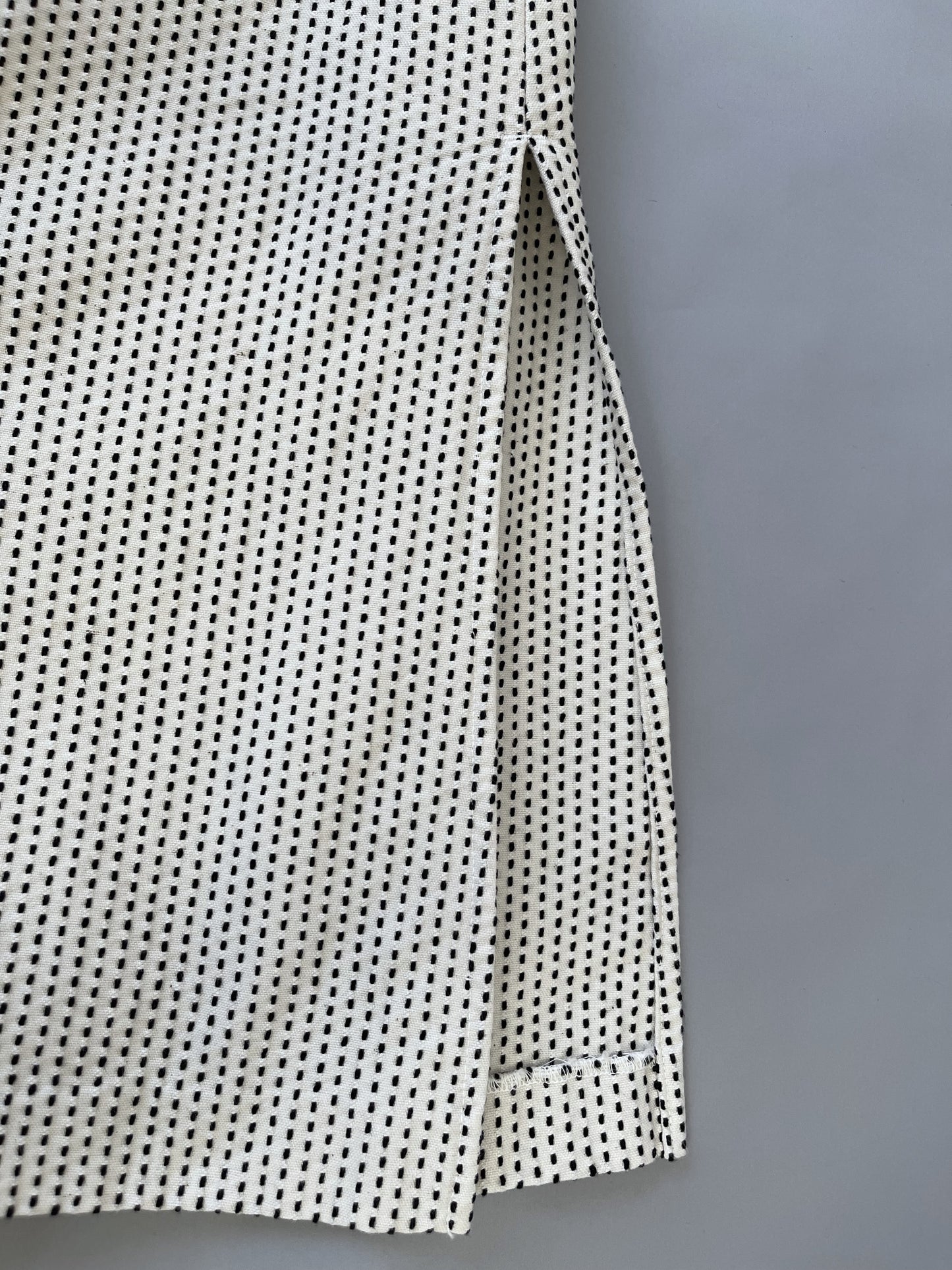 三河木綿　刺し子織　ロングワンピース(1本刺し子）