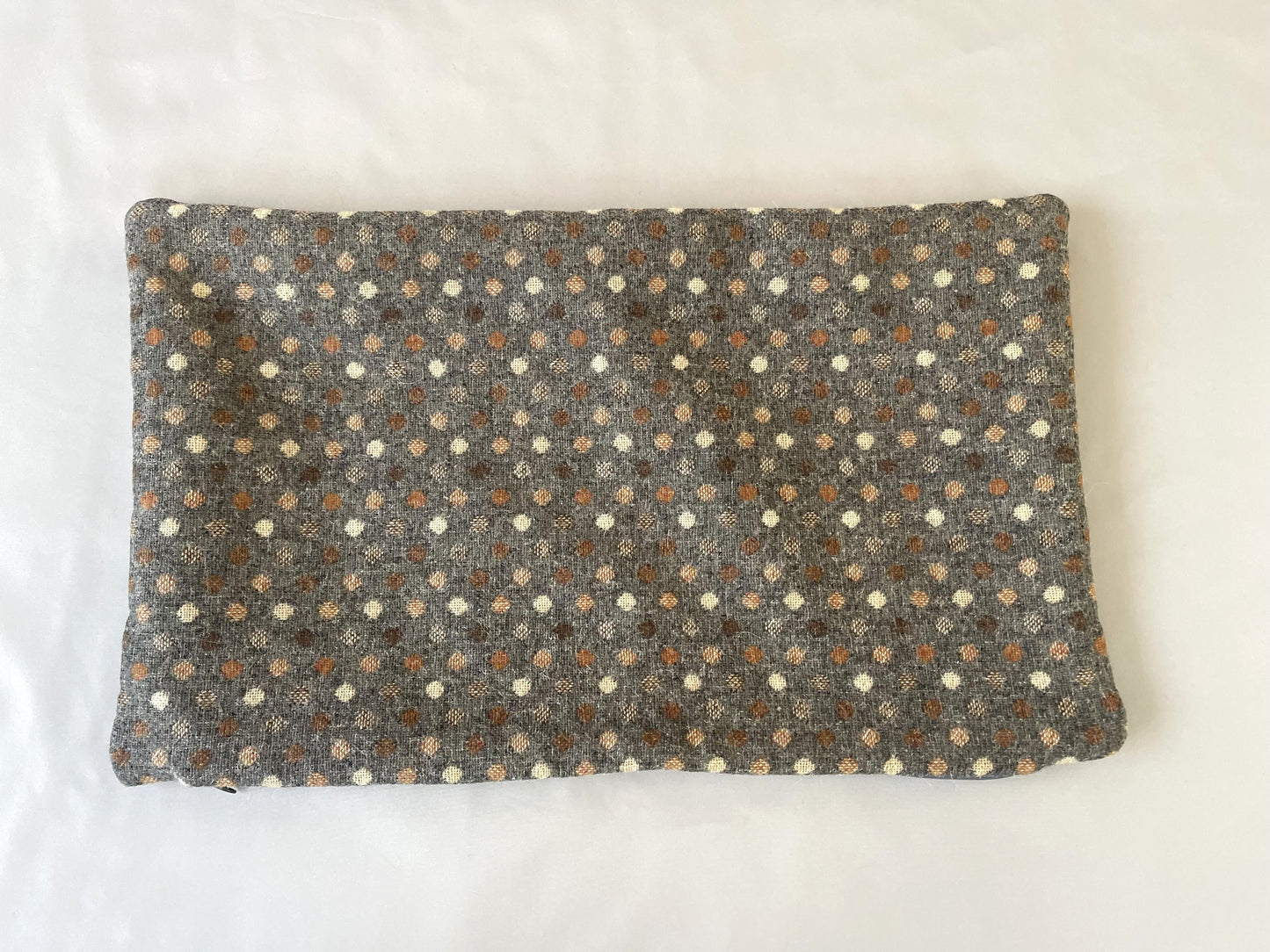 尾州 ドビー織り　長方形クッションカバー（水玉　グレー）30cm×50cm