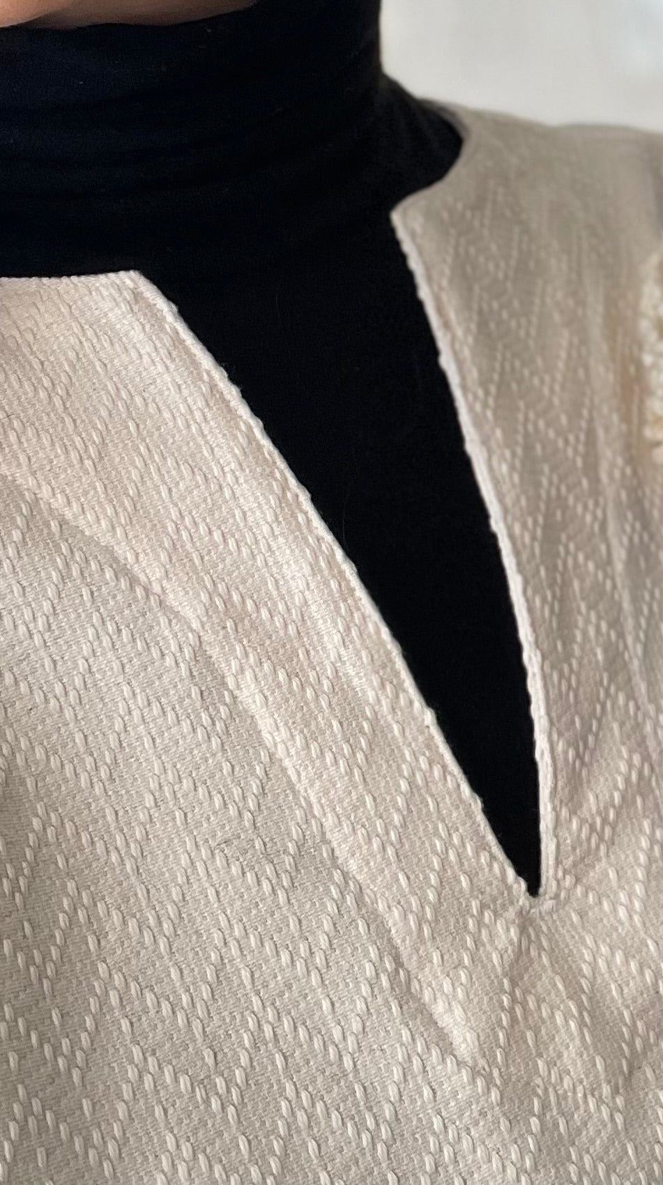 三河木綿　刺し子織　ロングワンピース(杉綾）