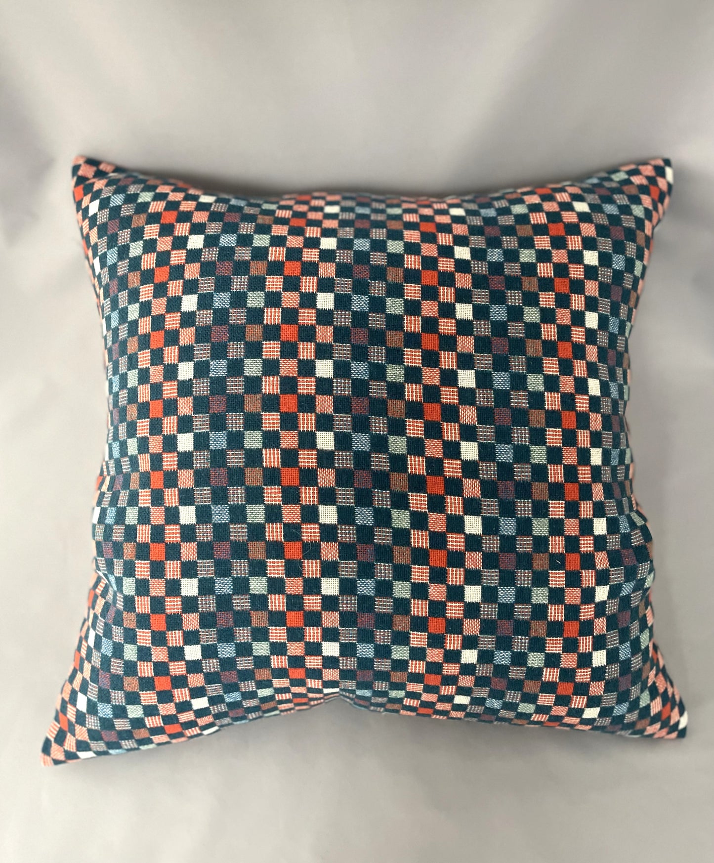 BISHU Dobby Square Cushion Cover (Checkered Navy) 50cm x 50cm