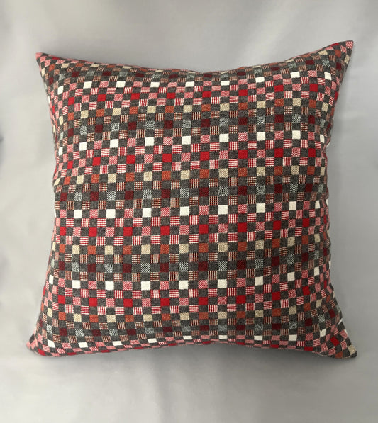 尾州 ドビー織り　正方形クッションカバー  50cm×50cm  （市松　レッド）