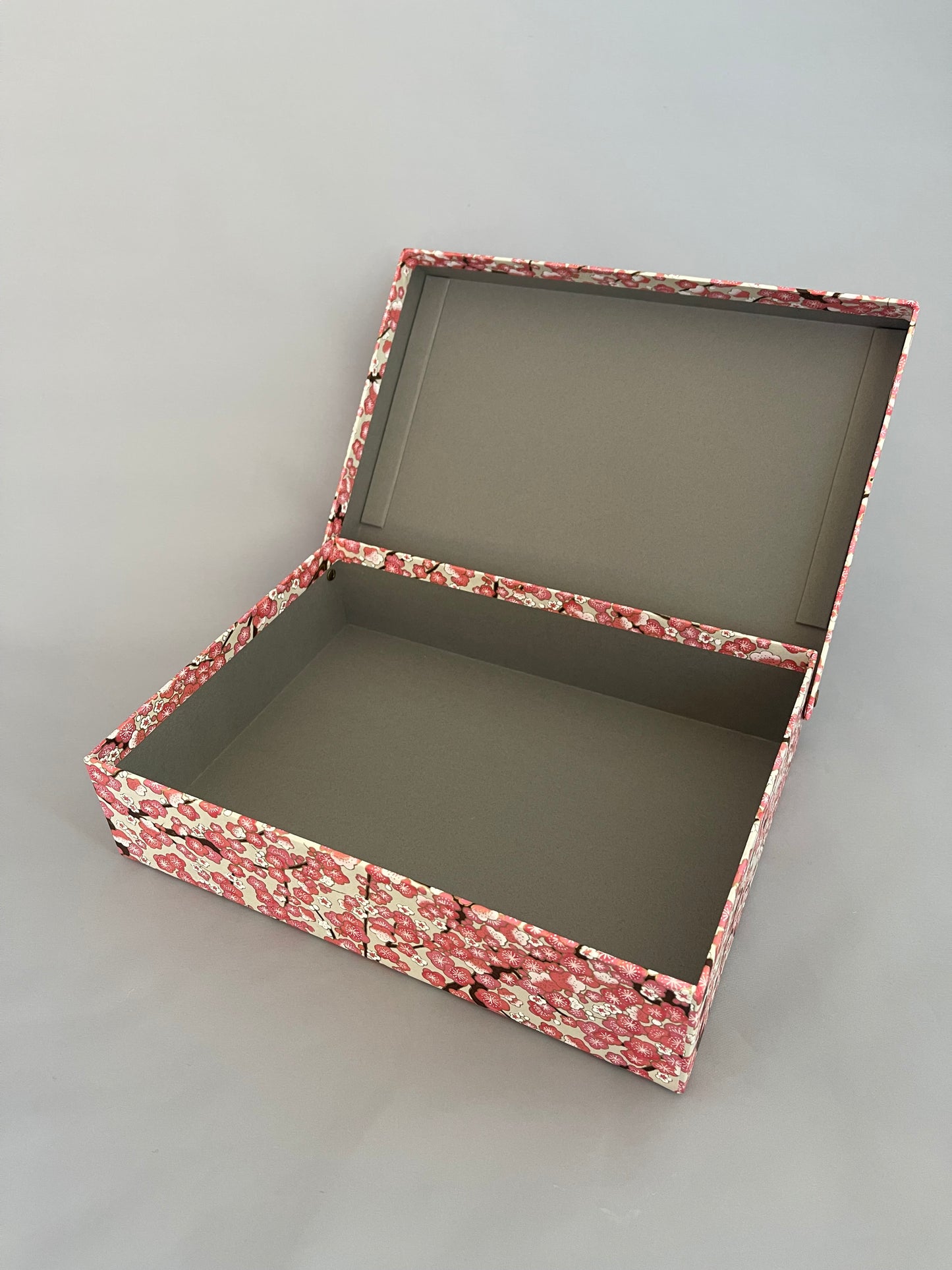友禅和紙　お道具箱 （浅型）梅の木  オフホワイト/ピンク