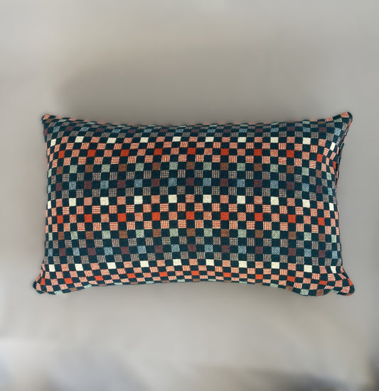 尾州 ドビー織り　長方形クッションカバー  30cm×50cm  （市松　ネイビー）