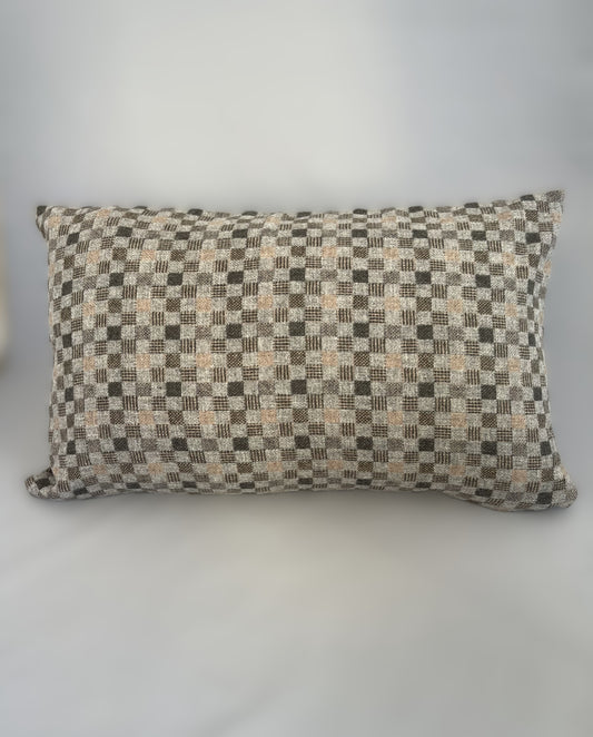 尾州 ドビー織り　長方形クッションカバー  30cm×50cm （市松　ライトグレー）