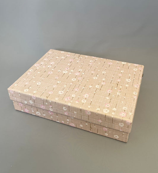 友禅和紙　お道具箱（浅型）枝垂れ小梅 (ピンク）
