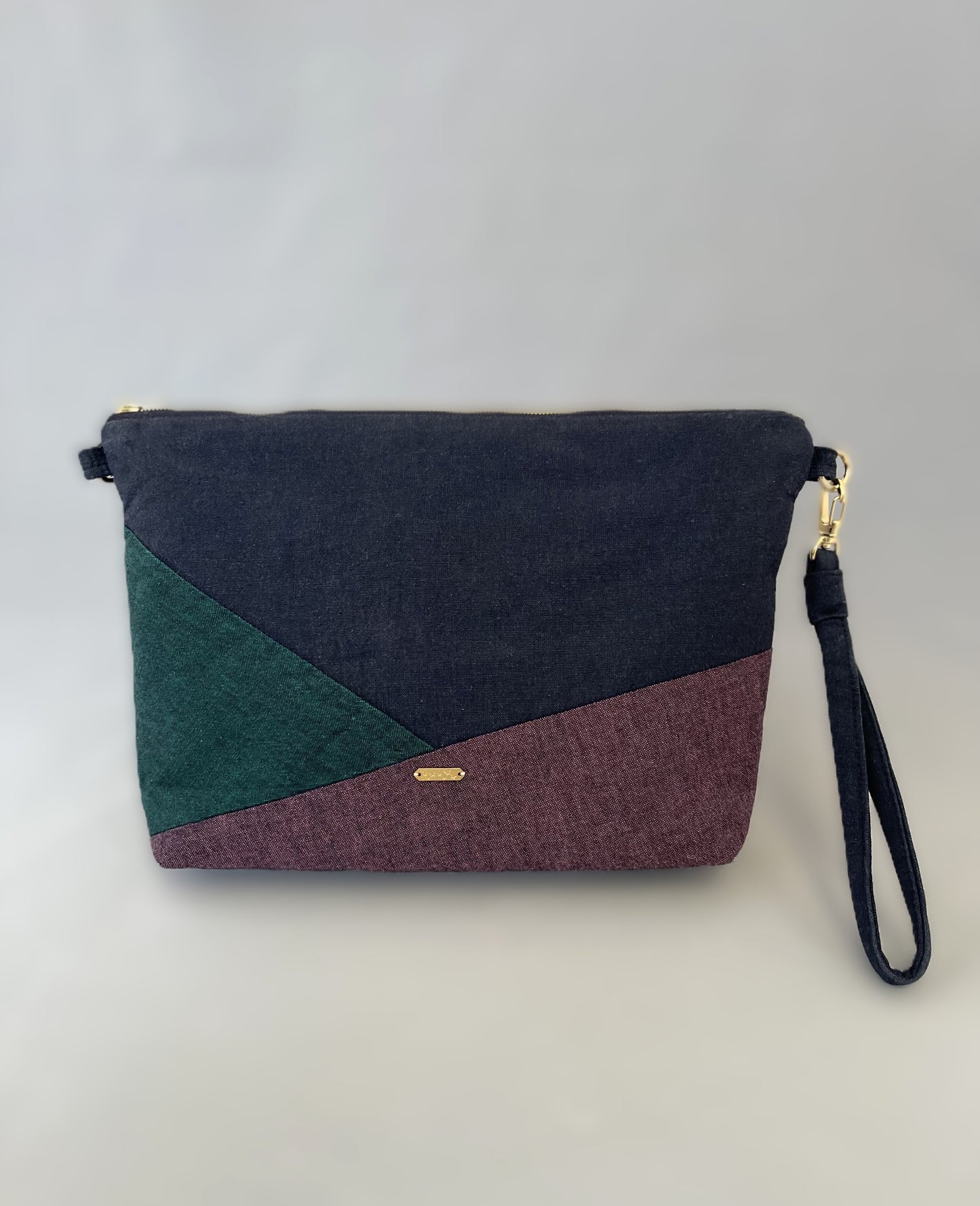 Mikawa Cotton Clutch/Pouch (with chain) NAVY