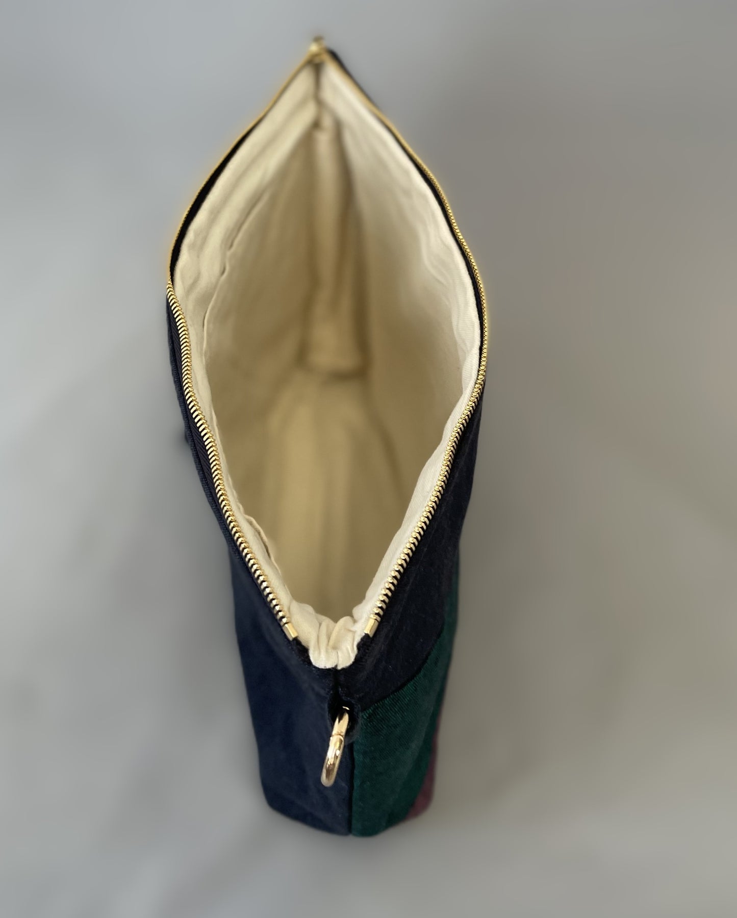 Mikawa Cotton Clutch/Pouch (with chain) NAVY