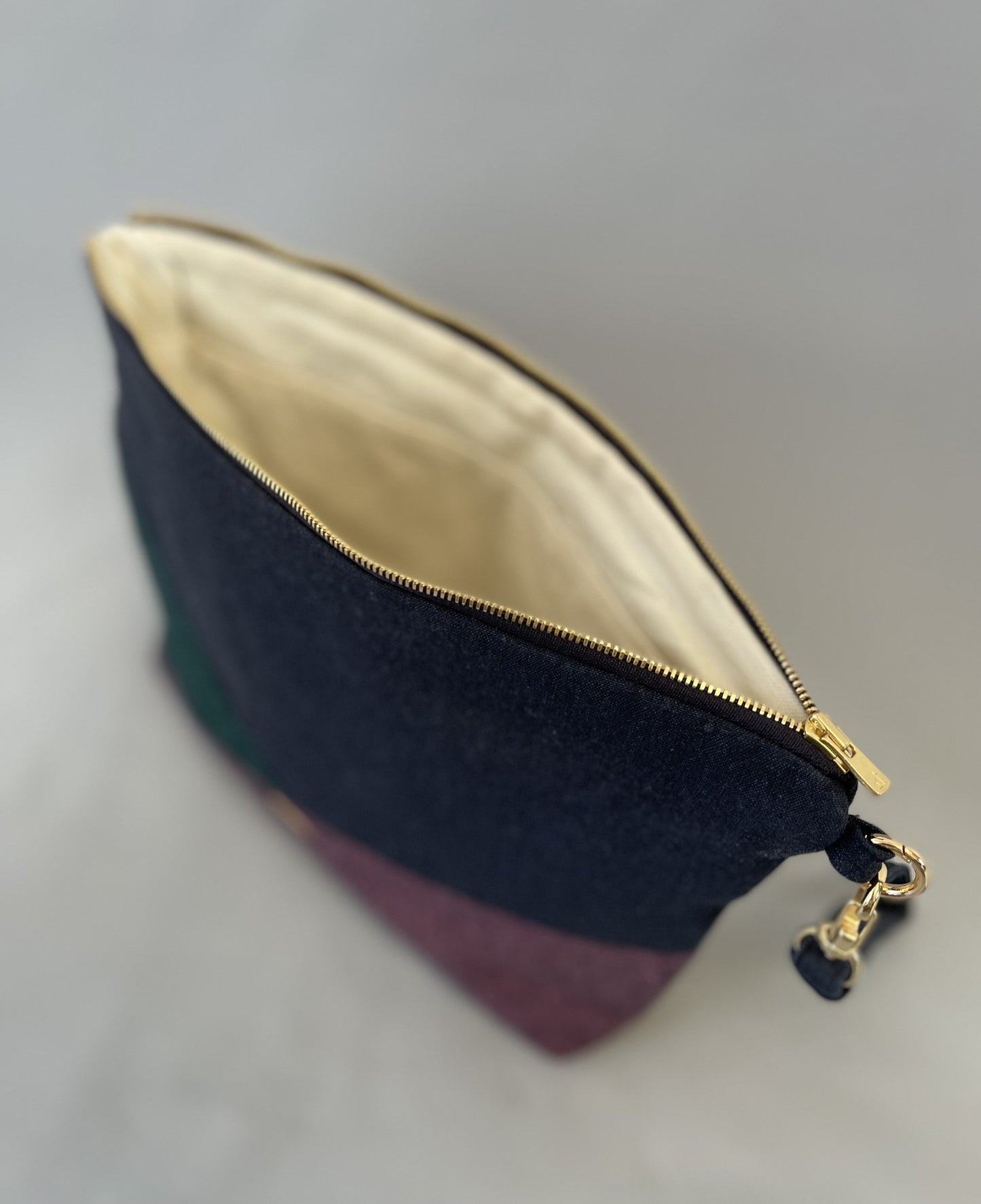 Mikawa Cotton Clutch/Pouch (with chain) NAVY
