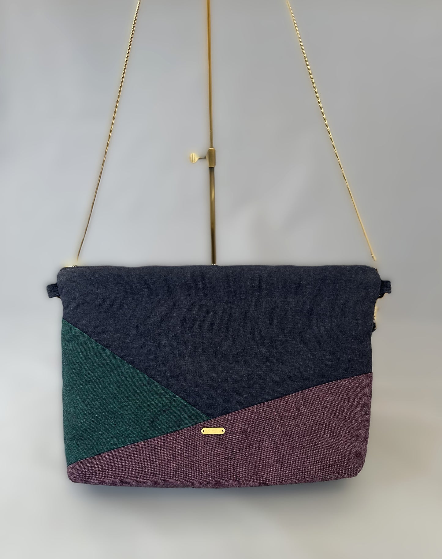 Mikawa Cotton Clutch/Pouch (with chain) NAVY