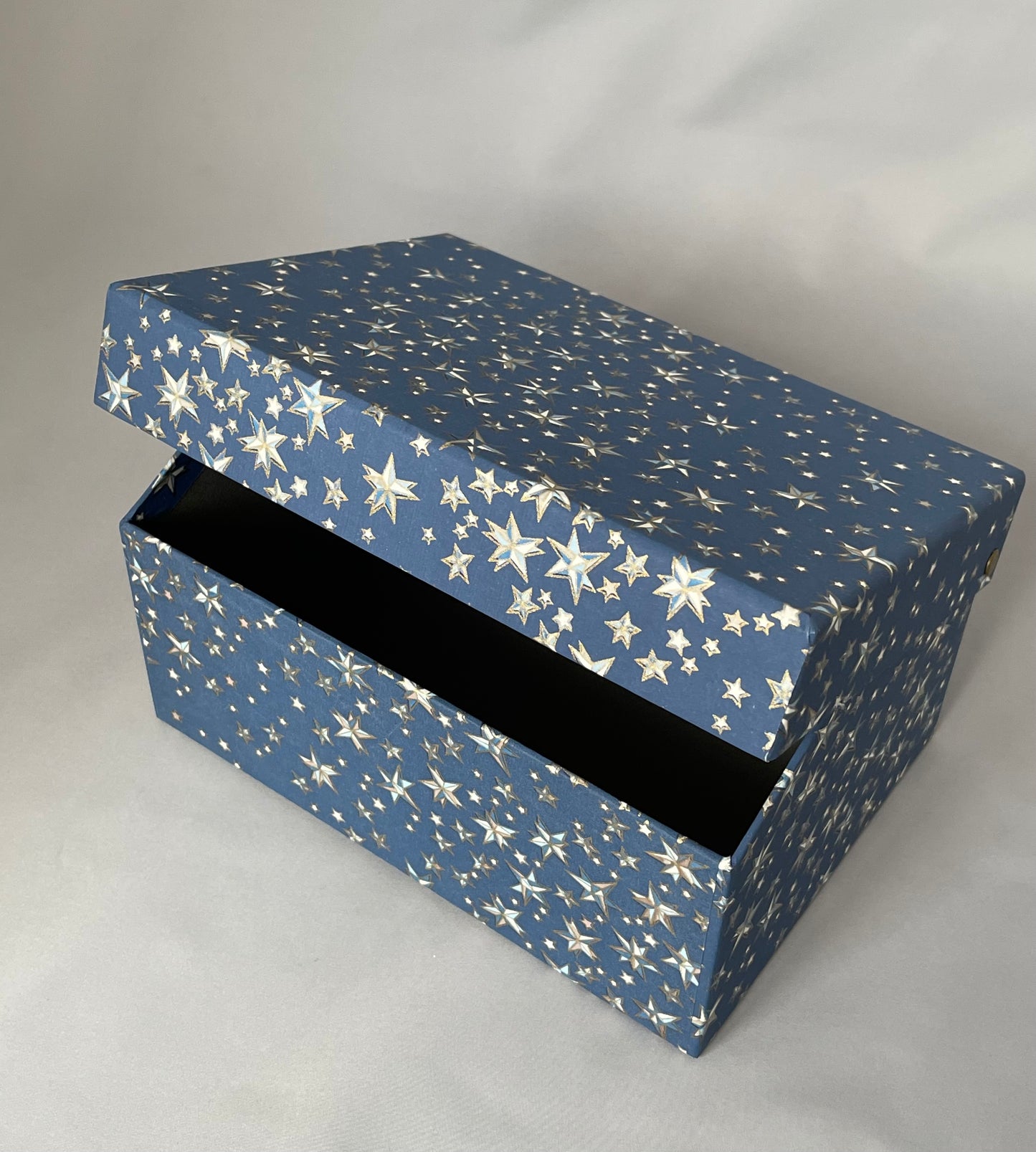 友禅和紙　ハンドメイドボックス (深ボックス型）ORIGAMI STAR   ブルー　金糸目