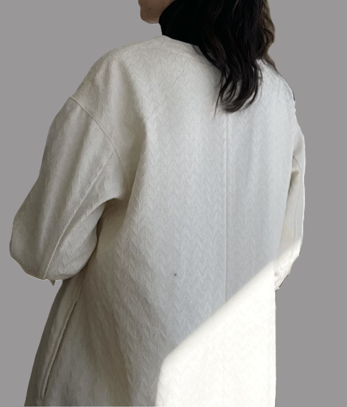 三河木綿　刺し子織　ロングワンピース(杉綾）