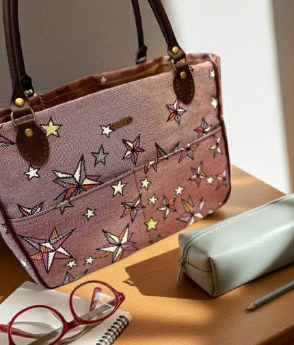尾州 ジャカード織　ミニバッグ　(ORIGAMI STAR)　