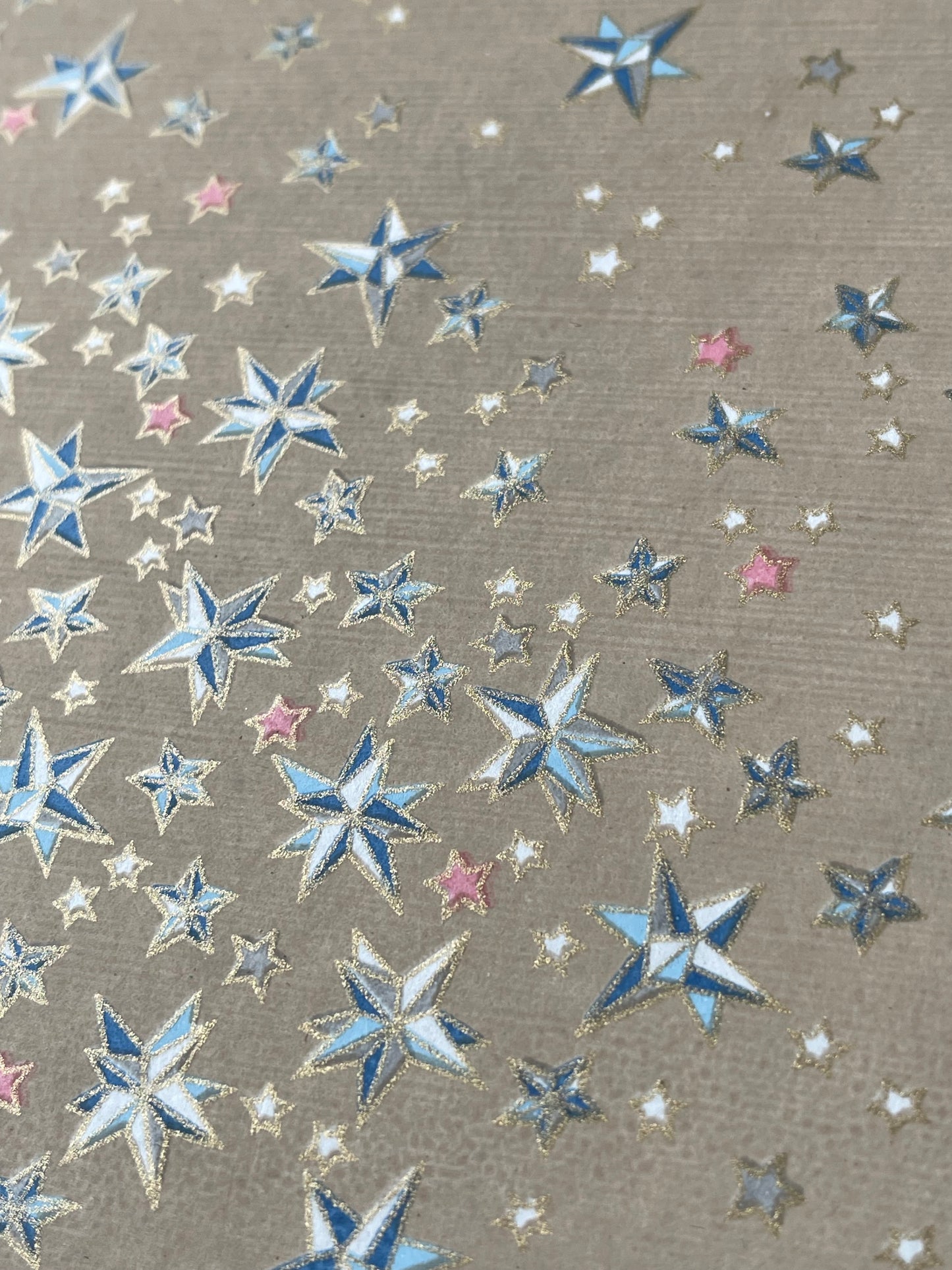 友禅和紙　ハンドメイドボックス (深ボックス型）ORIGAMI STAR   ベージュ　金糸目